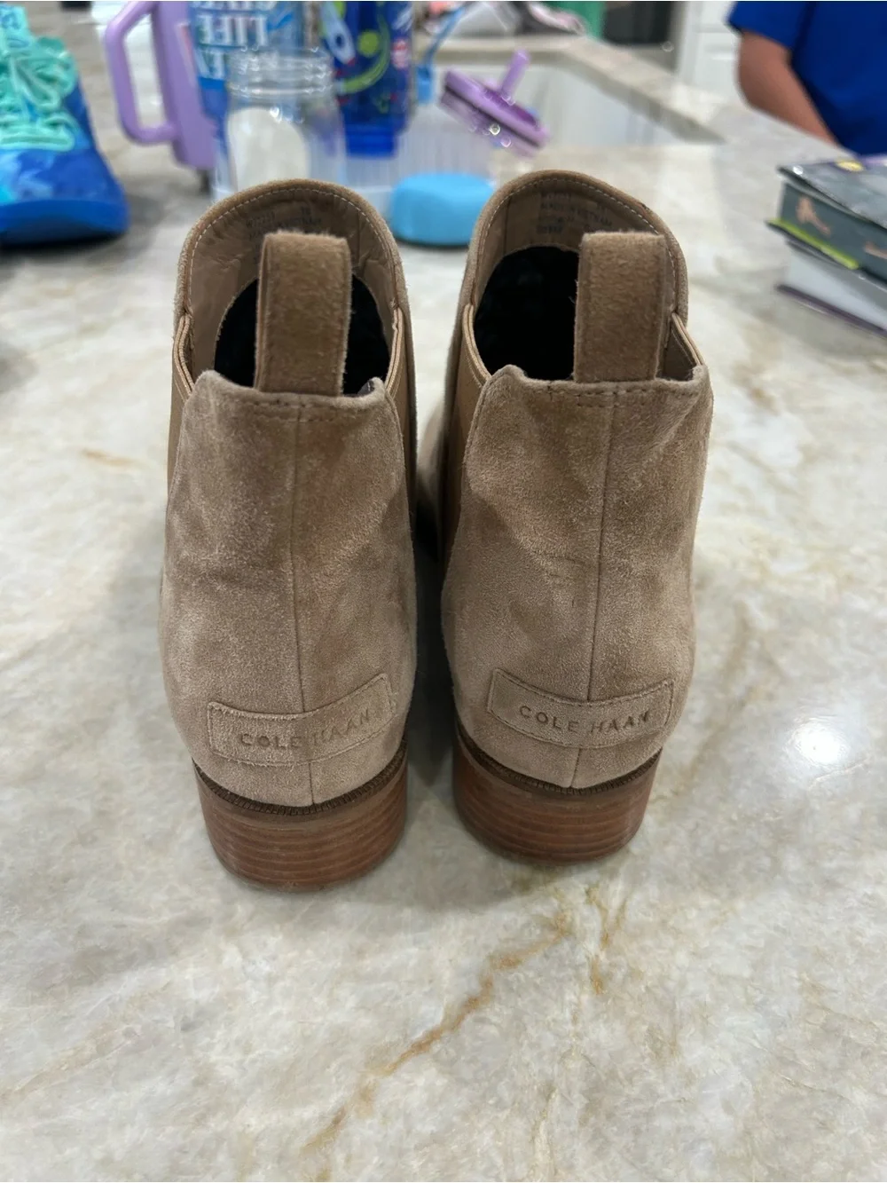 Cole Haan Taupe Suede Chelsea Booties